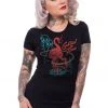 New In Steady Clothing Cocktail Time Flamingo Girly T-Shirt Black