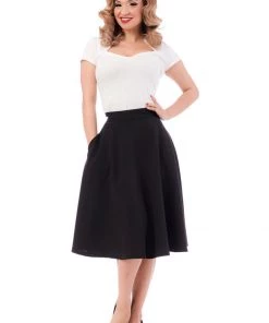 Steady Clothing High Waist Thrills 50's Swing Skirt Black