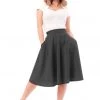 Steady Clothing High Waist Thrills 50's Swing Skirt Grey