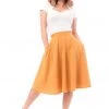 Steady Clothing High Waist Thrills 50's Swing Skirt Mustard New In