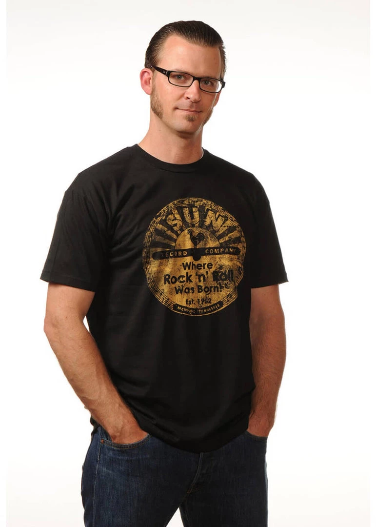 Steady Clothing Mens Sun Records Distressed Logo T-Shirt Black