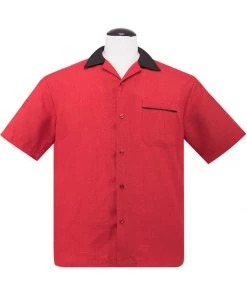 New In Rock Steady Mens Bowler Shirt Red Black