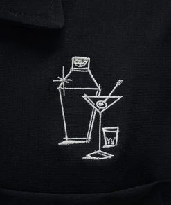 Steady Clothing Mens Palm Springs Cocktail Bowling Shirt Black Green