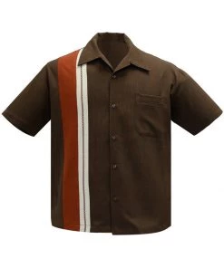 Steady Clothing Mens The Charles Bowling Shirt Brown Rust