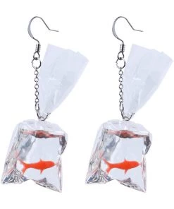 New In Succubus Goldfish Baggie Earrings Multi