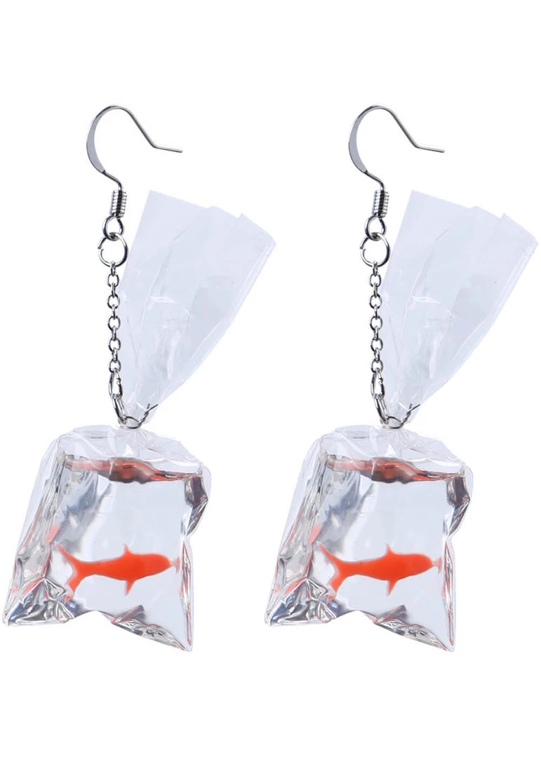 New In Succubus Goldfish Baggie Earrings Multi