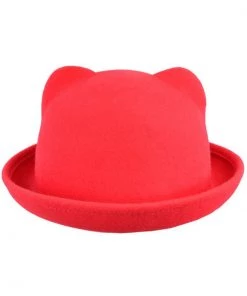 New In Succubus Headwear Kitty Cat Bowler 60's Hat Red