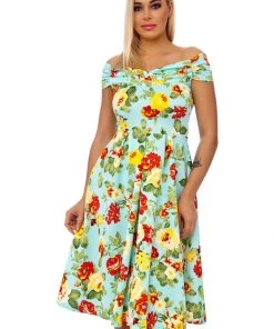 Succubus Suzie Floral 50's Swing Dress Mint New In