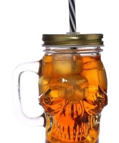 Succubus Gifts Skull Drinkingjar With Lid And Straw