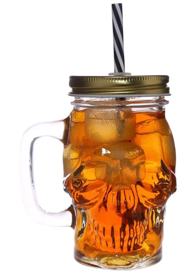 Succubus Gifts Skull Drinkingjar With Lid And Straw