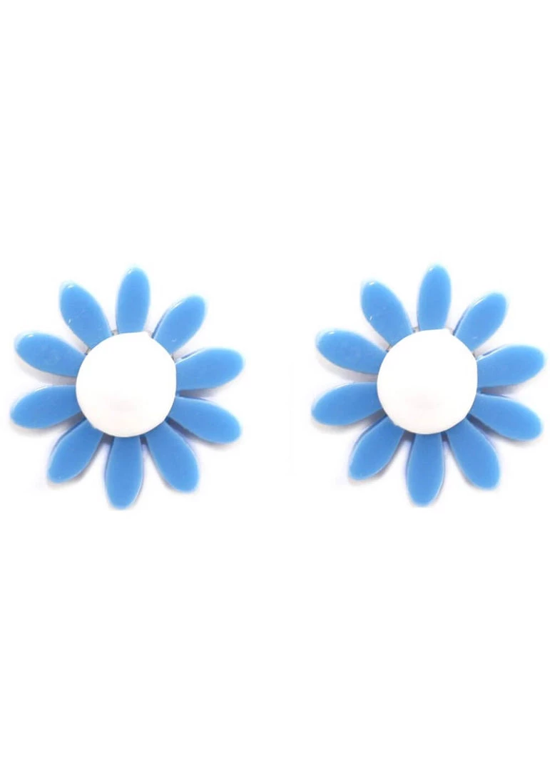 Succubus Jewels Groovy Flowers 60's Earrings Blue New In
