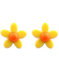 New In Succubus Jewels Groovy Flowers 60's Earrings Yellow
