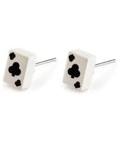 Succubus Jewellery Cards Clubs Stud Earrings Black New In