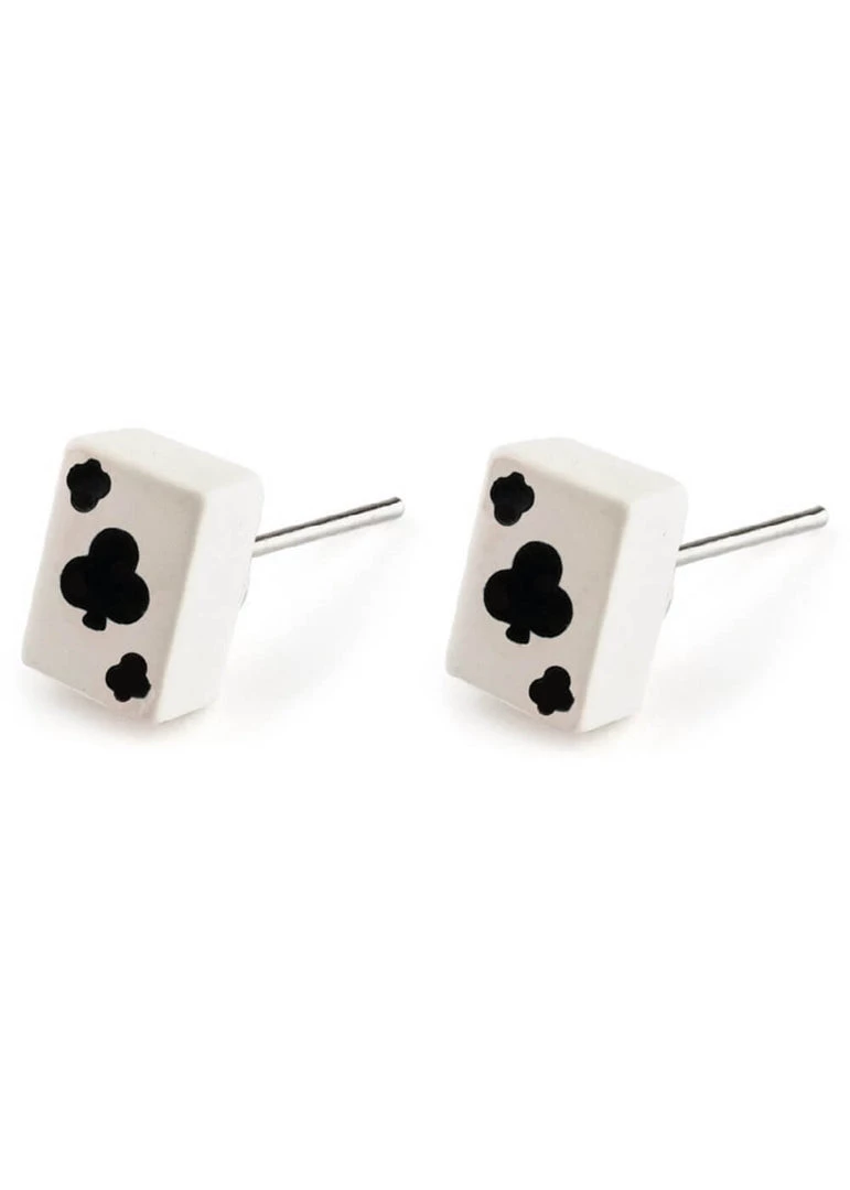 Succubus Jewellery Cards Clubs Stud Earrings Black New In