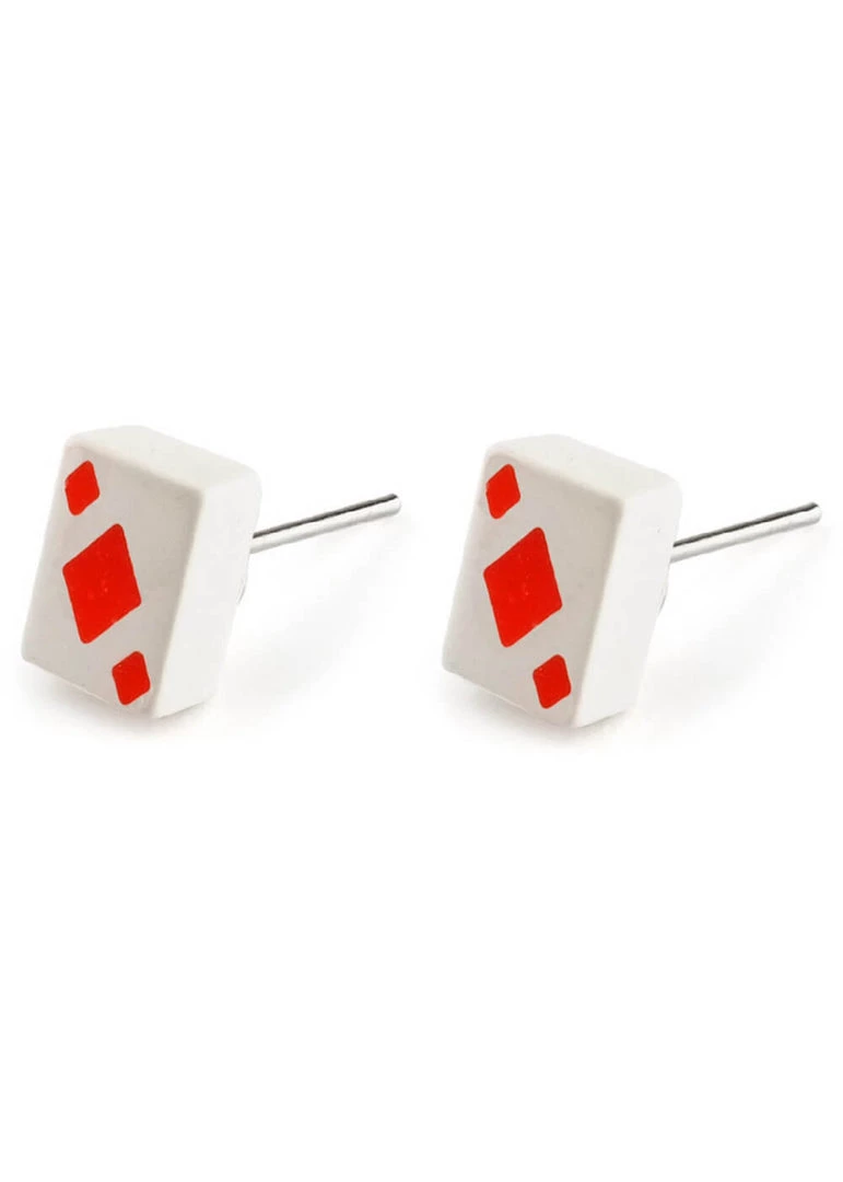 Succubus Jewellery Cards Diamonds Stud Earrings Red
