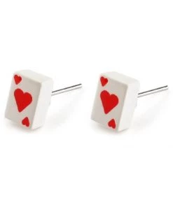 Succubus Jewellery Cards Hearts Stud Earrings Red New In