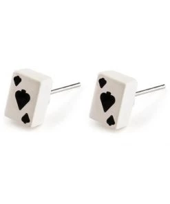 New In Succubus Jewellery Cards Spades Stud Earrings Black