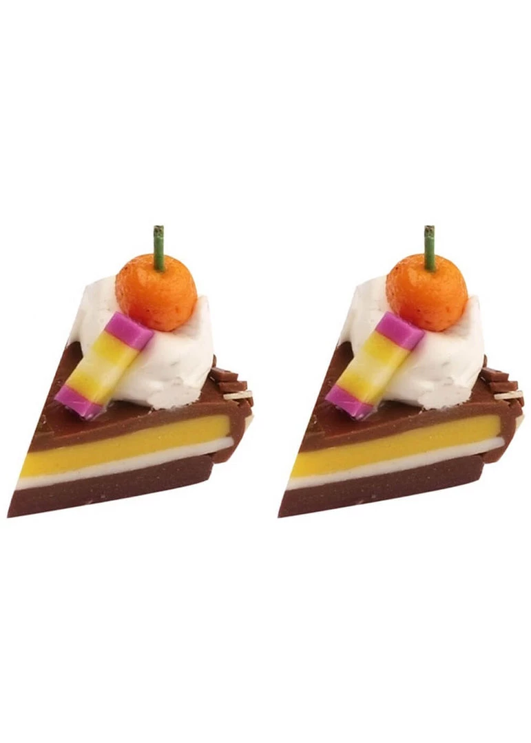 Succubus Jewels Cake Slice Stud Earrings Brown New In