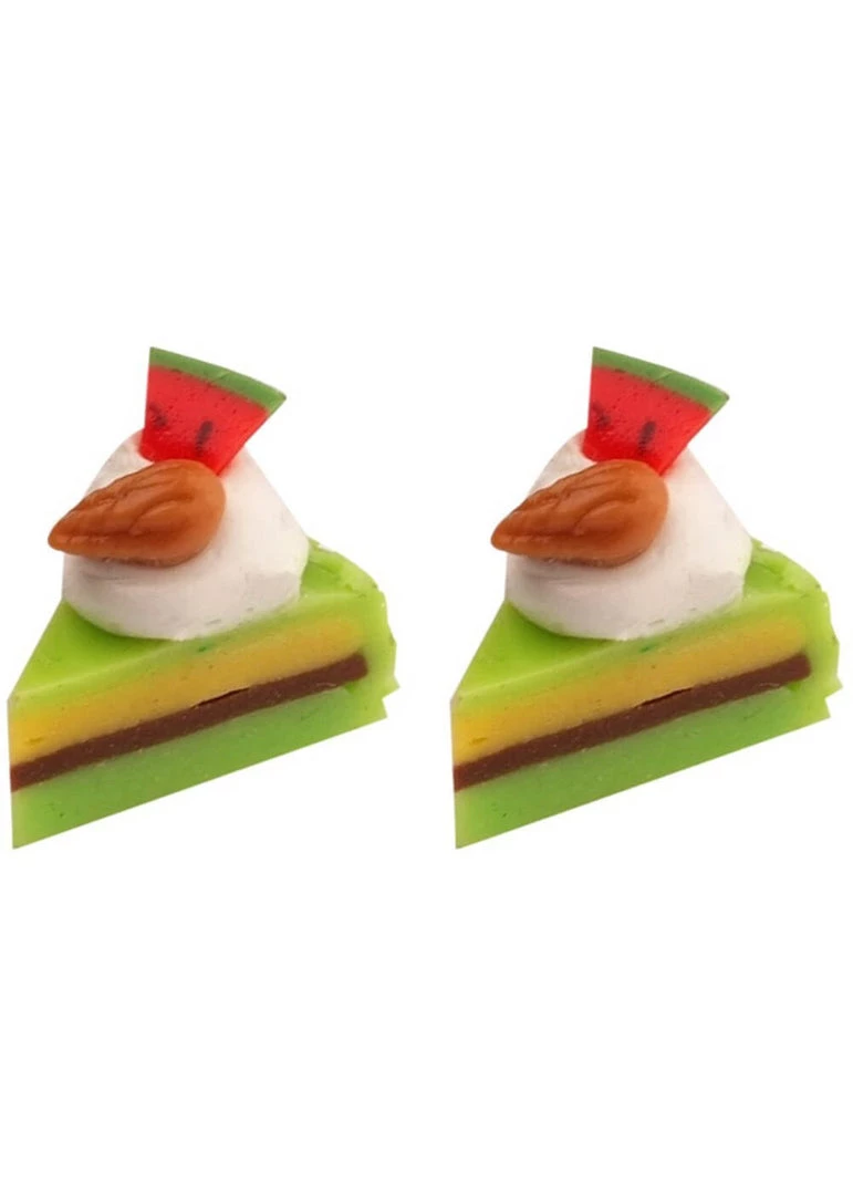 Succubus Jewels Cake Slice Stud Earrings Green