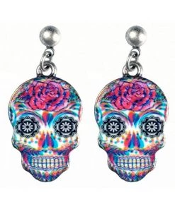 New In Succubus Jewels Sugar Skull Earrings Multi