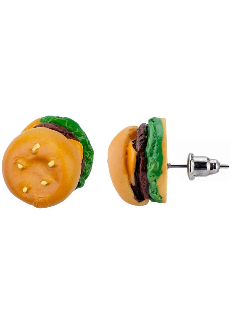 New In Succubus Jewels Fast Food Hamburger Stud Earrings