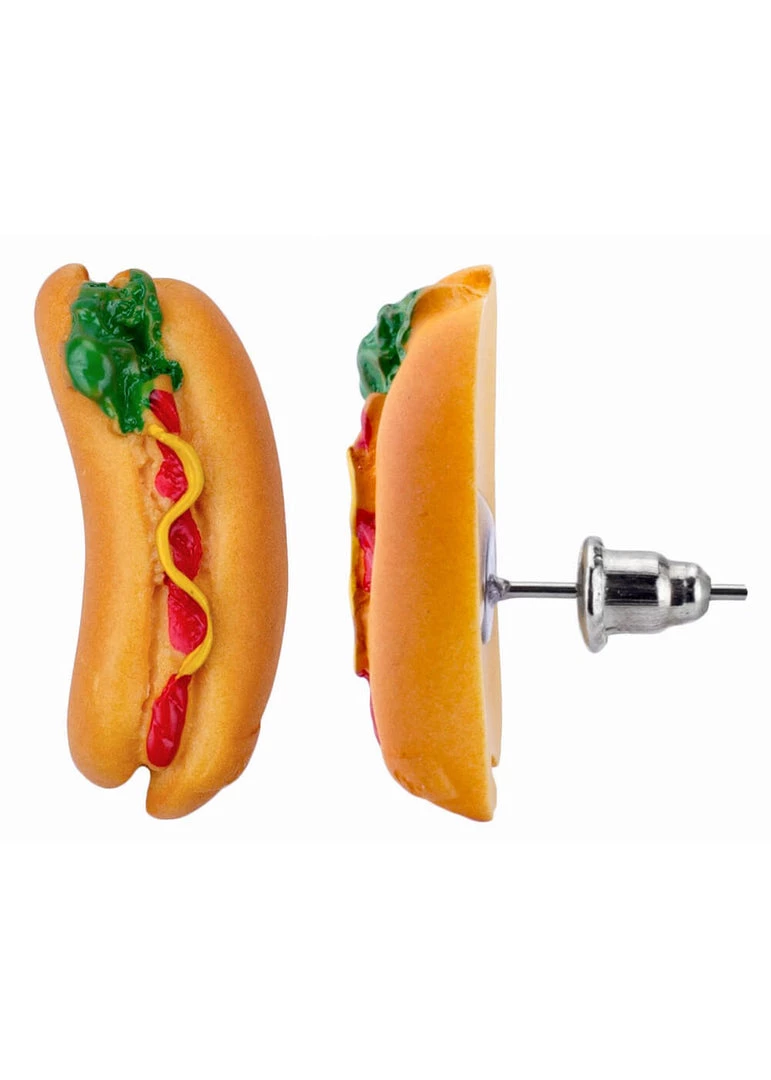 Succubus Jewels Fast Food Hot Dog Stud Earrings New In
