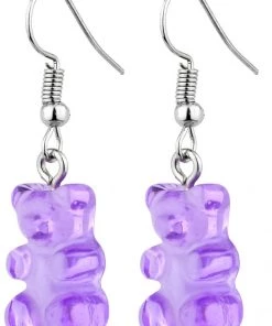 Succubus Jewels Gummy Bear Drop Earrings Purple New In
