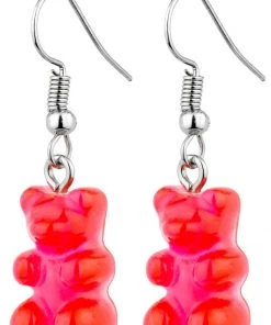 New In Succubus Jewels Gummy Bear Drop Earrings Red
