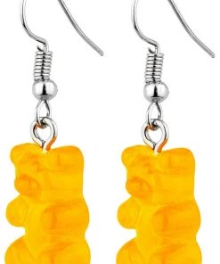 Succubus Jewels Gummy Bear Drop Earrings Yellow
