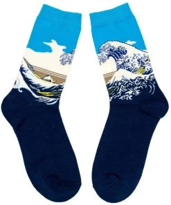 Succubus Hokusai The Great Wave Of Kanagawa Socks Blue
