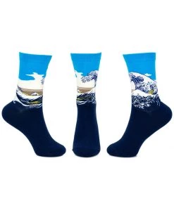 Succubus Hokusai The Great Wave Of Kanagawa Socks Blue