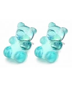 Succubus Jewels Gummy Bear Stud Earrings Blue New In