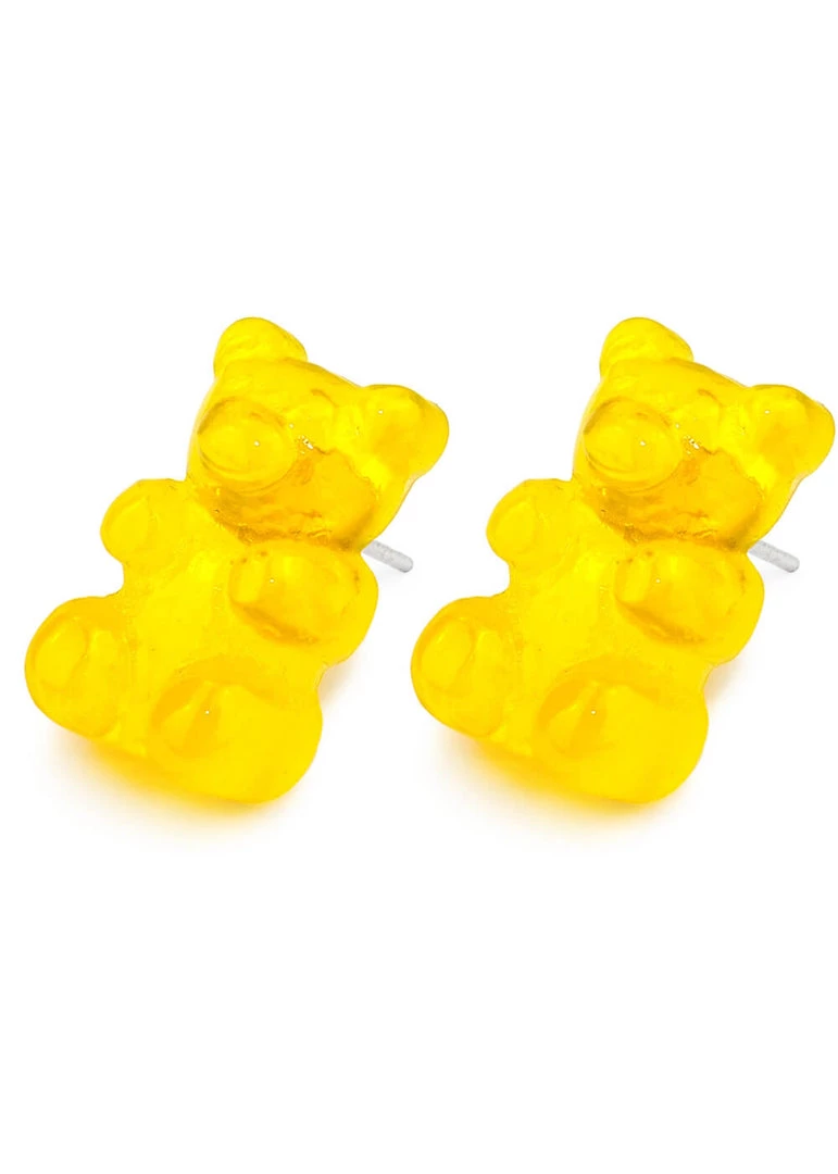 New In Succubus Jewels Gummy Bear Stud Earrings Yellow
