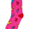 New In Succubus Keith Haring Pop Art Crowd Socks Pink