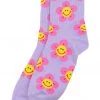 New In Succubus Sunny Flower Face Socks Purple