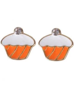 Succubus Crystal Cupcake Earrings Orange New In