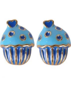 Succubus Cupcake Glossy Earrings Navy