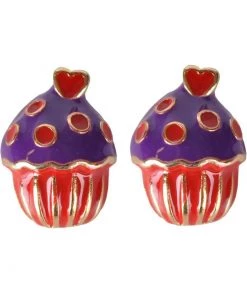 New In Succubus Cupcake Glossy Earrings Red