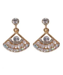 New In Succubus Diamond Fan 40's Earrings Gold