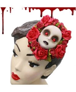 Succubus Fancy Doll's Head Fascinator Red