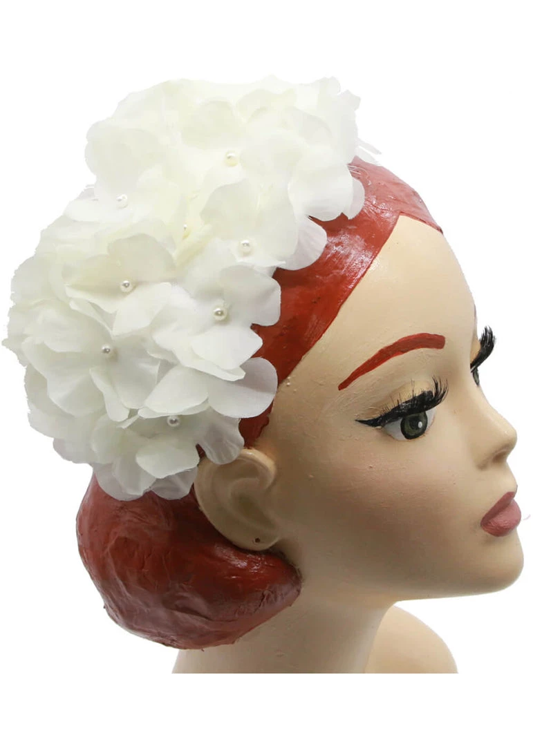 Succubus Fancy Hydrangeas 50's Fascinator White New In