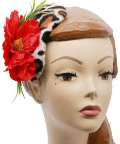 Succubus Fancy Leopard & Hibiscus Tiki Fascinator Multicolour New In