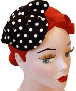 Succubus Fancy Polkadot Bow Fascinator Black
