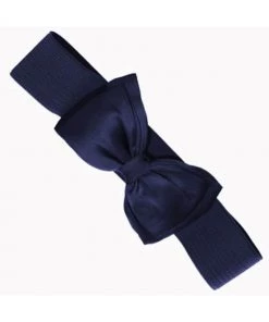 Succubus Lucy 50's Elastic Belt With Bow Navy Blue