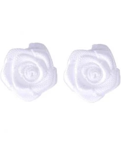 Succubus Satin Rose Earrings White New In