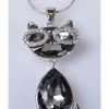 Succubus Smart Crystal Kitty Necklace Dark Silver New In