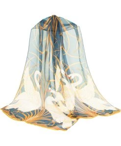 Tapestry Bags Crane Swan Genuine Silk Scarf New In