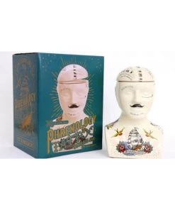 New In Temerity Jones Phrenology Tattoo Head Ceramic Jar Big
