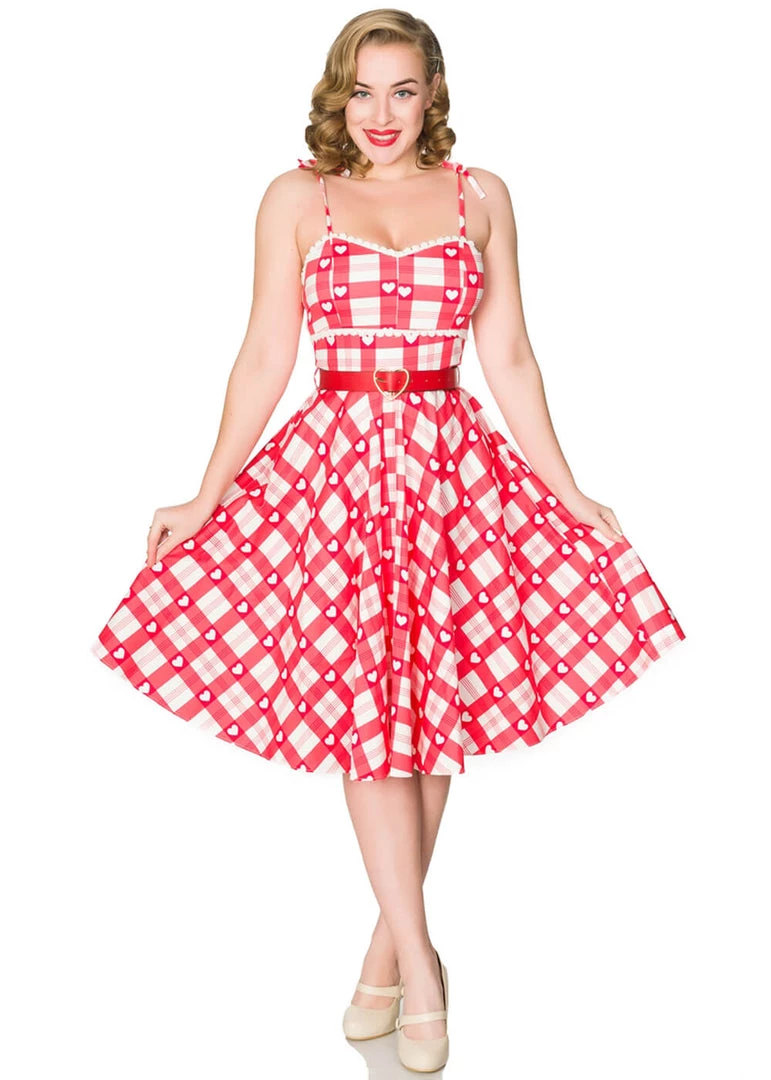 Sheen New In Timeless Heartbreaker Sun 50's Swing Dress Red White