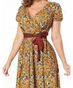 Sheen Timeless London Libby 40's Dress Caramel Brown New In